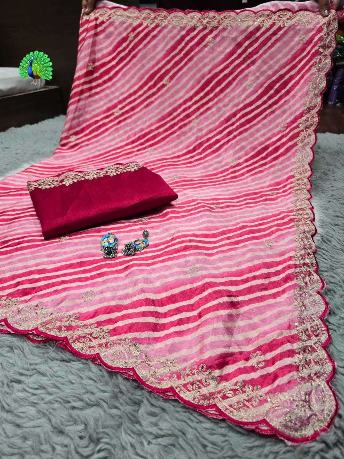 YNF CHINON SILK RJK 725 SAREES WHOLESALE PARTY WEAR LADIES LEHERIYA SAREES MANUFACTURER